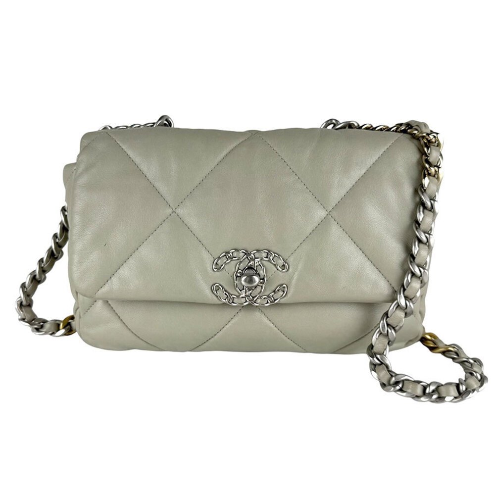 Chanel CHANEL Shoulder Bag Leather Gray Women's z10131